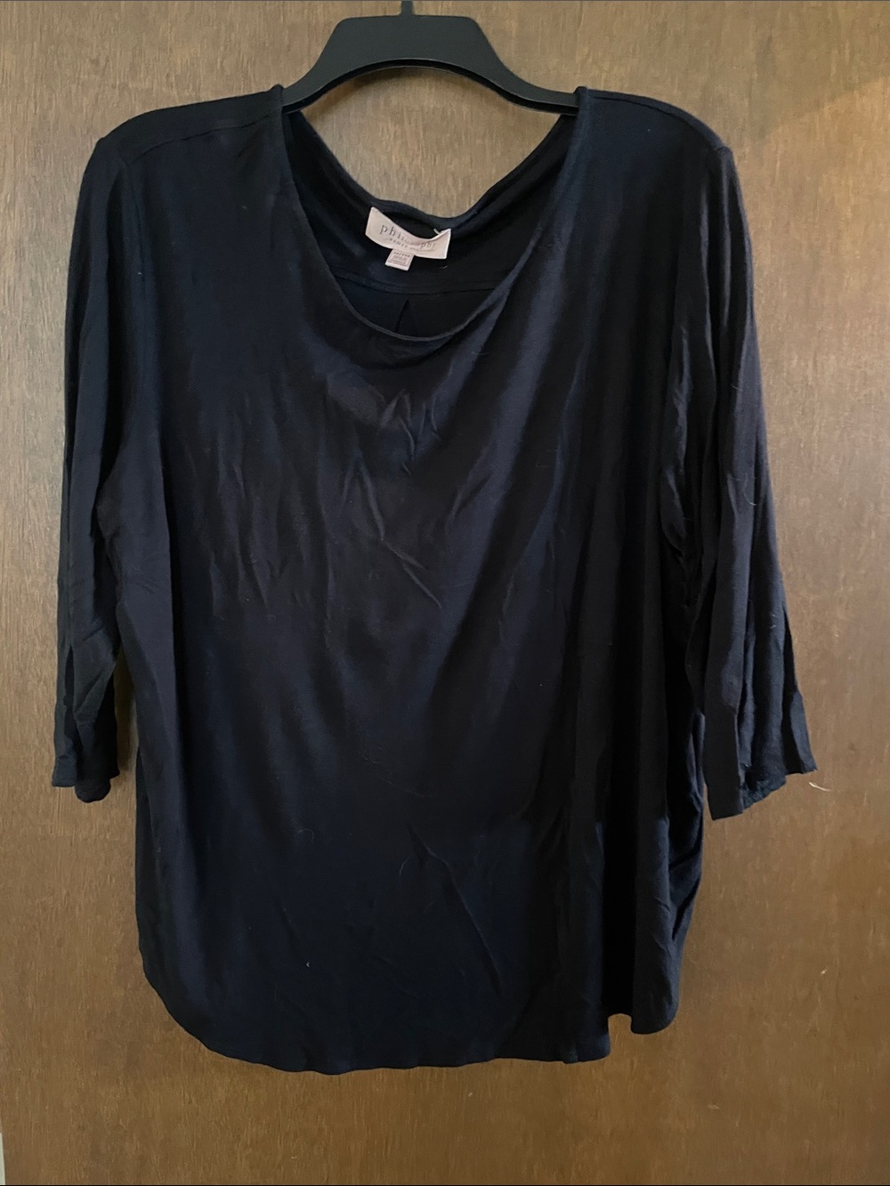 Philosophy Black 3/4 Sleeve Scoop Neck Top